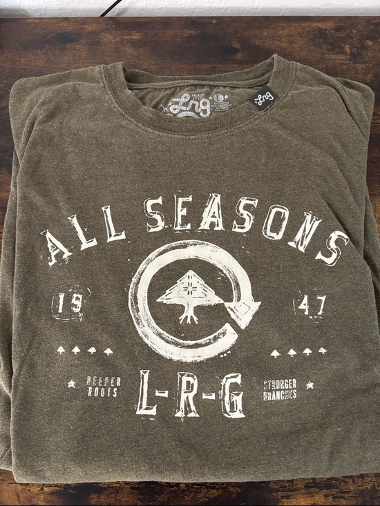 Lrg Other - Lrg All Seasons Short Sleeve Tee in Olive Green with White Print